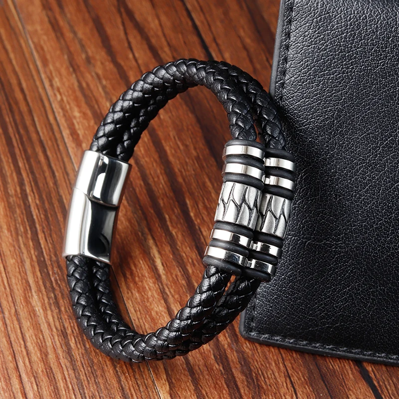 Premium Lederarmband Aus Deutschland – Geflochtenes Echtleder, Edelstahl-Hakenverschluss, Wasserfest, Unisex