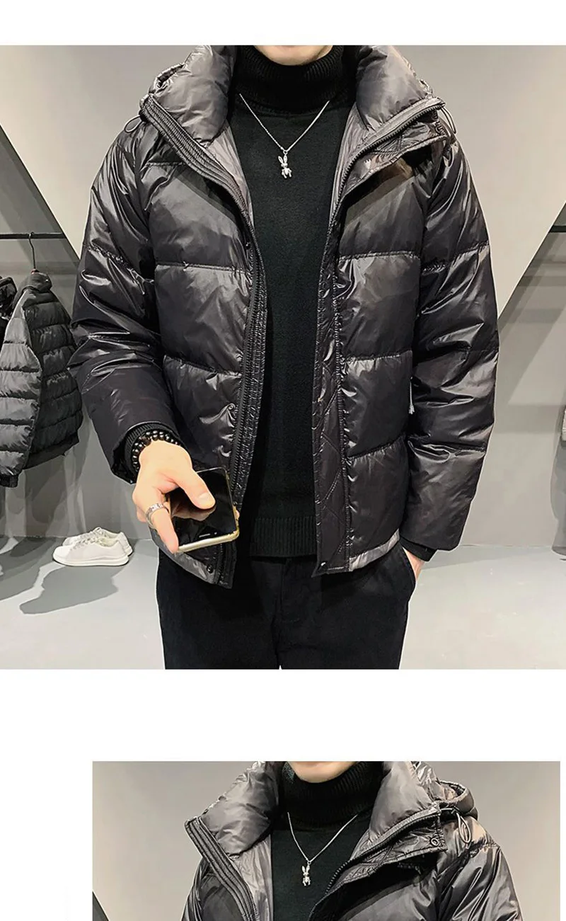 2024 Men's Winter New Light Thin White Duck Coats Male Warm Puffer Hooded Jackets Men Solid Color Down Outerwear H398_voghion.com