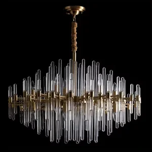 Hot Selling Modern Lobby Wedding Designer Living Room Event Luxury K9 Crystal Tube Chandelier