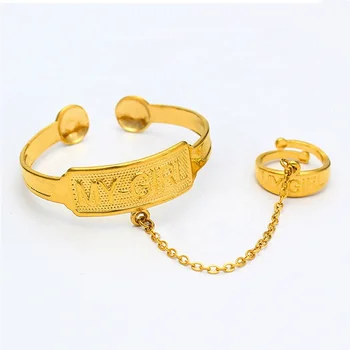 New My Girl Baby Jewelry Custom Gold Plated Metal Engraved MY Girl Baby Bracelets Bangles With Ring For Kids And Babies