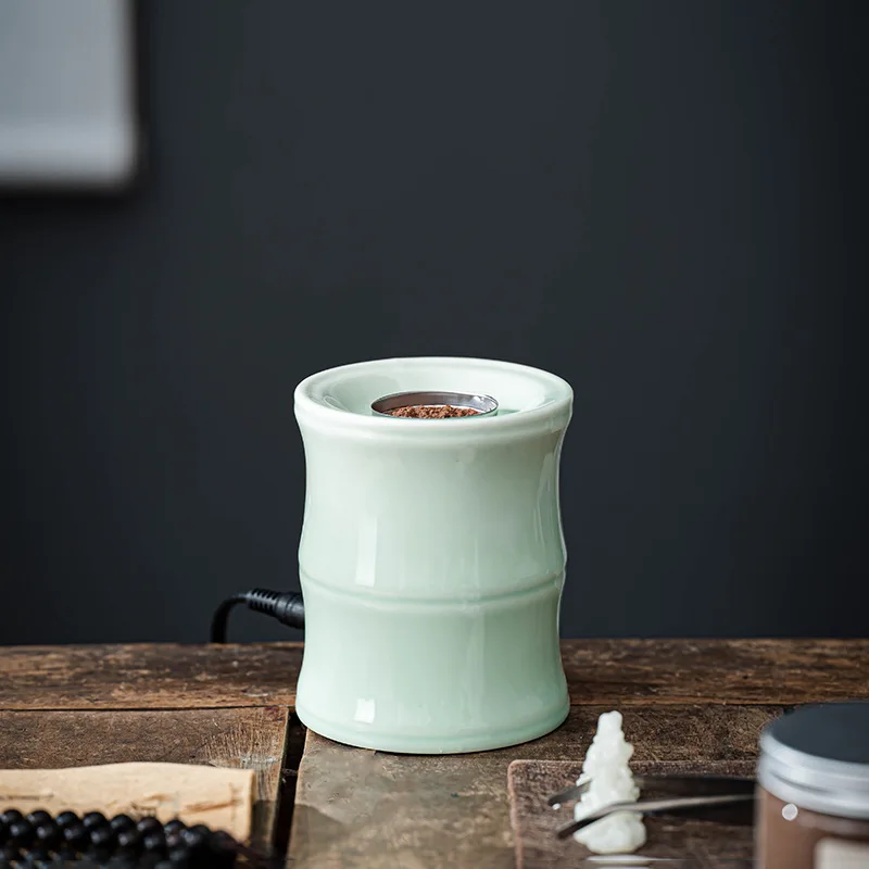 Electric Incense Burner with Timer, Incense Powder Ceramic Essential Oil Censer Clean Air Aromatherapy Electricity Incense Base