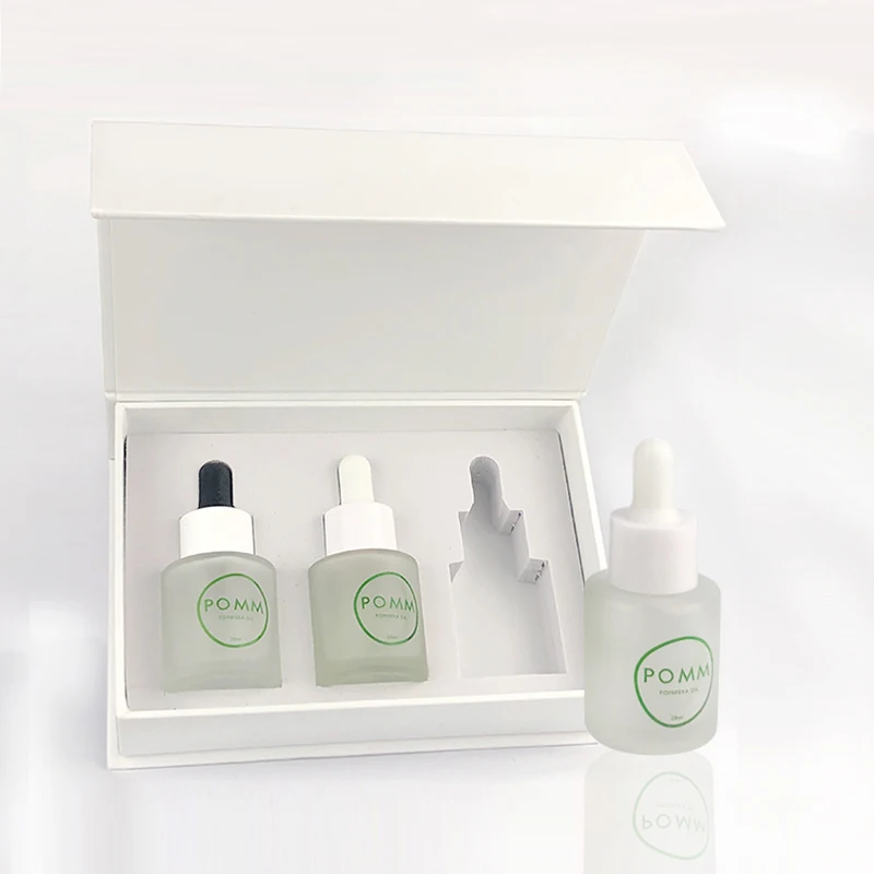 Custom design round dropper glass bottle with gift box packing glass bottle with dropper