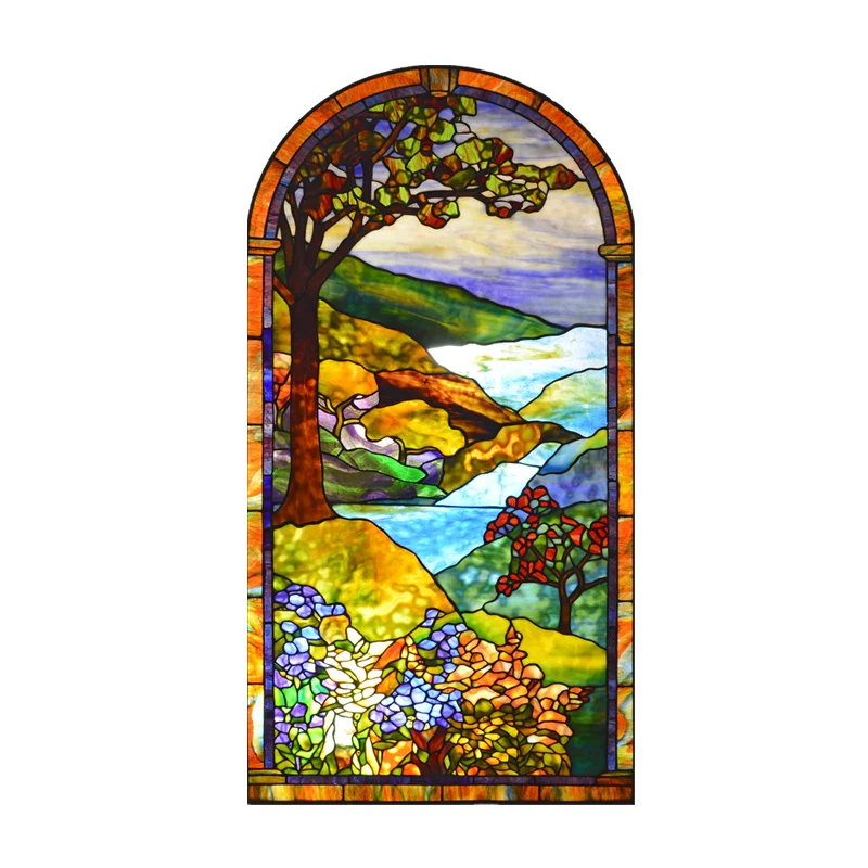 ZF Customized tiffany Stained Glass Window Hanging Stained Glass Window Prices Stained Glass Panel for Window and Door Decor