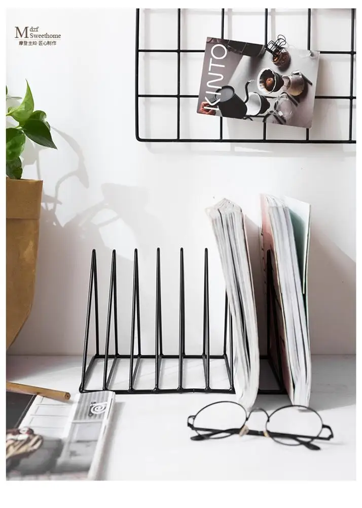 Iron Wire Book Newspaper File Organizer Magazine Holder Stand For