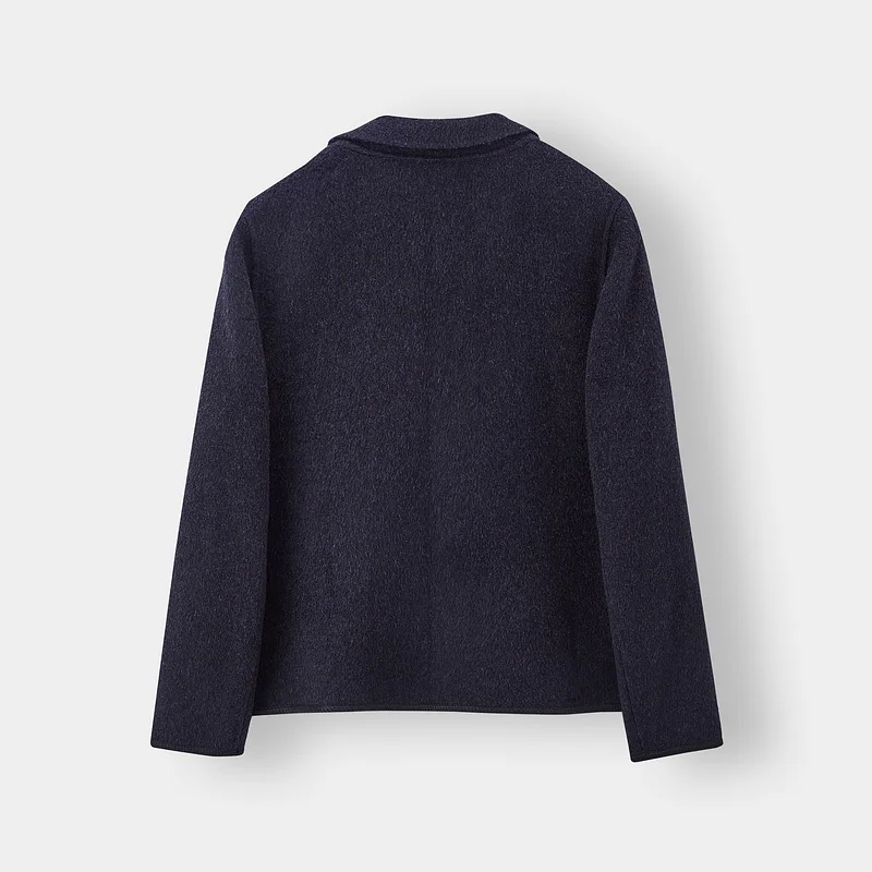 Women's Vintage Double Sided Wool Coat High End Fall Winter Casual Long Coat with Small Lapels Nylon Lining Sheep Fur Decoration