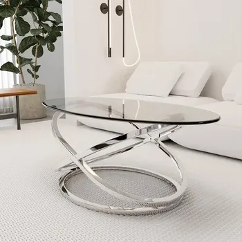 Living room furniture sets luxury gold cafe table modern center table glass coffee table for home