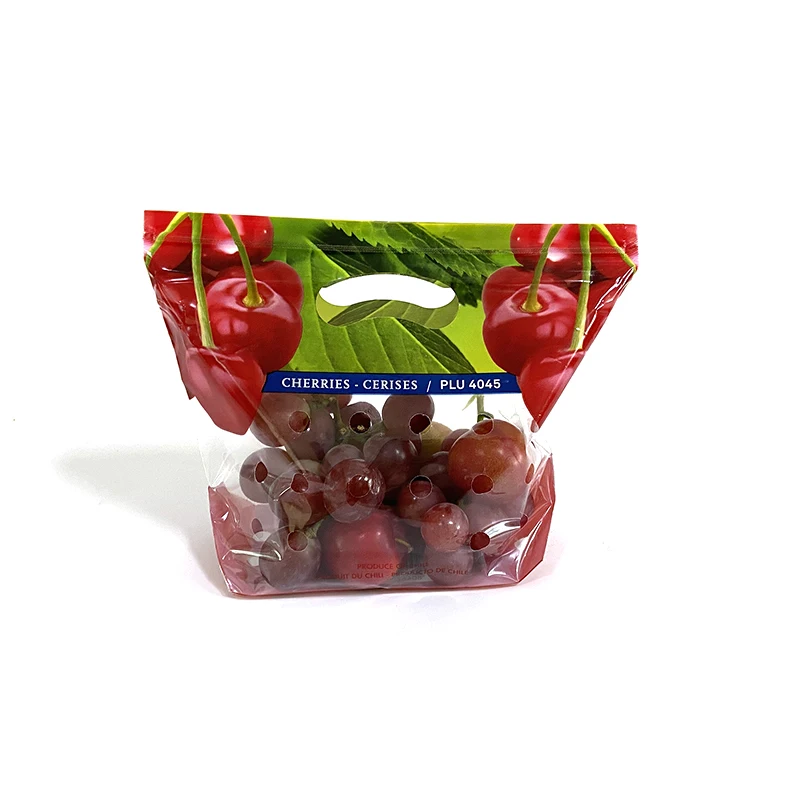 Accept Custom Plastic Fruit Grape Fresh-keeping Packaging Bag Plastic pp Pe Fresh Grapes Ziplock Packaging Bag with air Holes