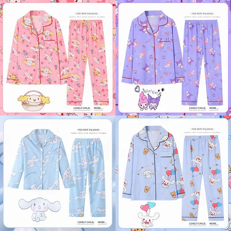 2024 Children Pajamas Sanrioed Cute Cinnamoroll Kuromi Pajamas Kawaii ...