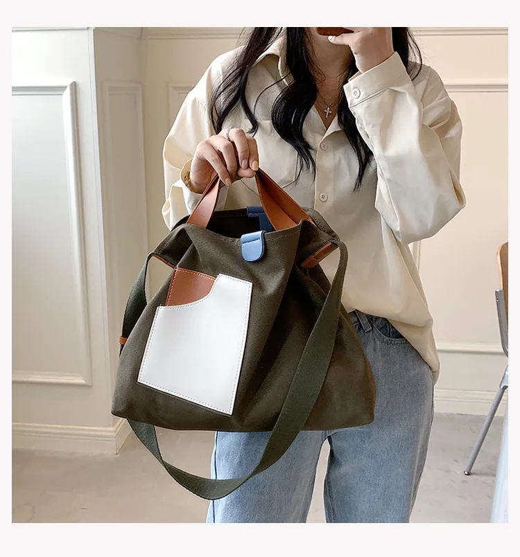 zhongningyifeng Casual boodschappentas van canvas voor dames met handvat aan de bovenkant, grote capaciteit, boodschappentas voor werk, reizen, beige, L