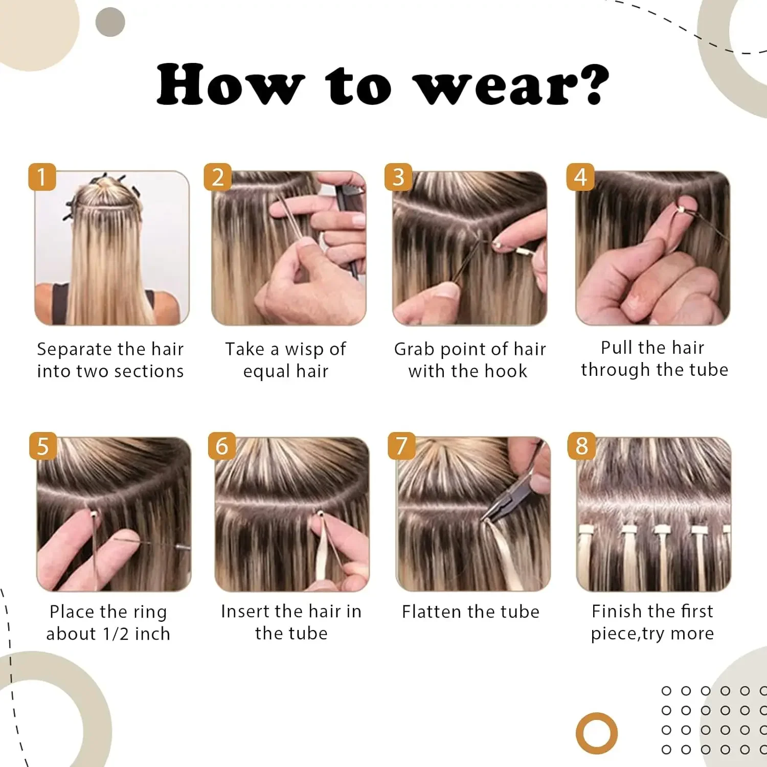 Micro Loop Echthaar-Extensions, Micro Ring Fish Line Link Haarverlängerungen, Kaltfusion Remy-Haar für Frauen, Farbe Nr. 1B, 16-26 Zoll_voghion.com