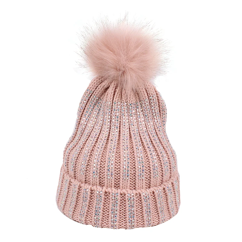 Winter Fur Pom Pom Beanie Hats 