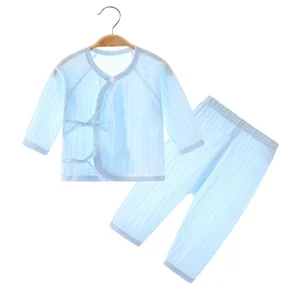 Baby Clothing Sets Summer Solid Intimates Casual Long-Sleeved Pajamas Thin Boneless Suit Toddler Girls Clothing Sets