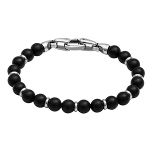 Tizti Jewelry for Men 8mm 6mm Nature Stone Bead Black Onyx Stainless Steel Bracelets