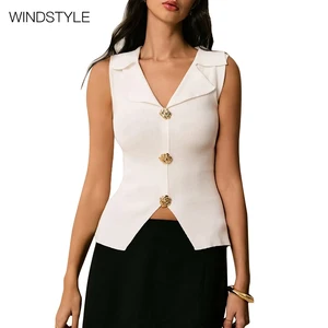 Customized Floral Rose Knitted Sleeve Vest with Top Zip Stitching Breathable Fashion Accessory