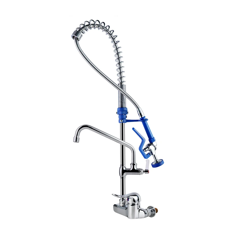 Modern Design Single-Hole Wall Mounted Faucet Easy Installation Hotel Kitchen Use with Adjustable Height 2-Hole Pre Rinse Unit supplier