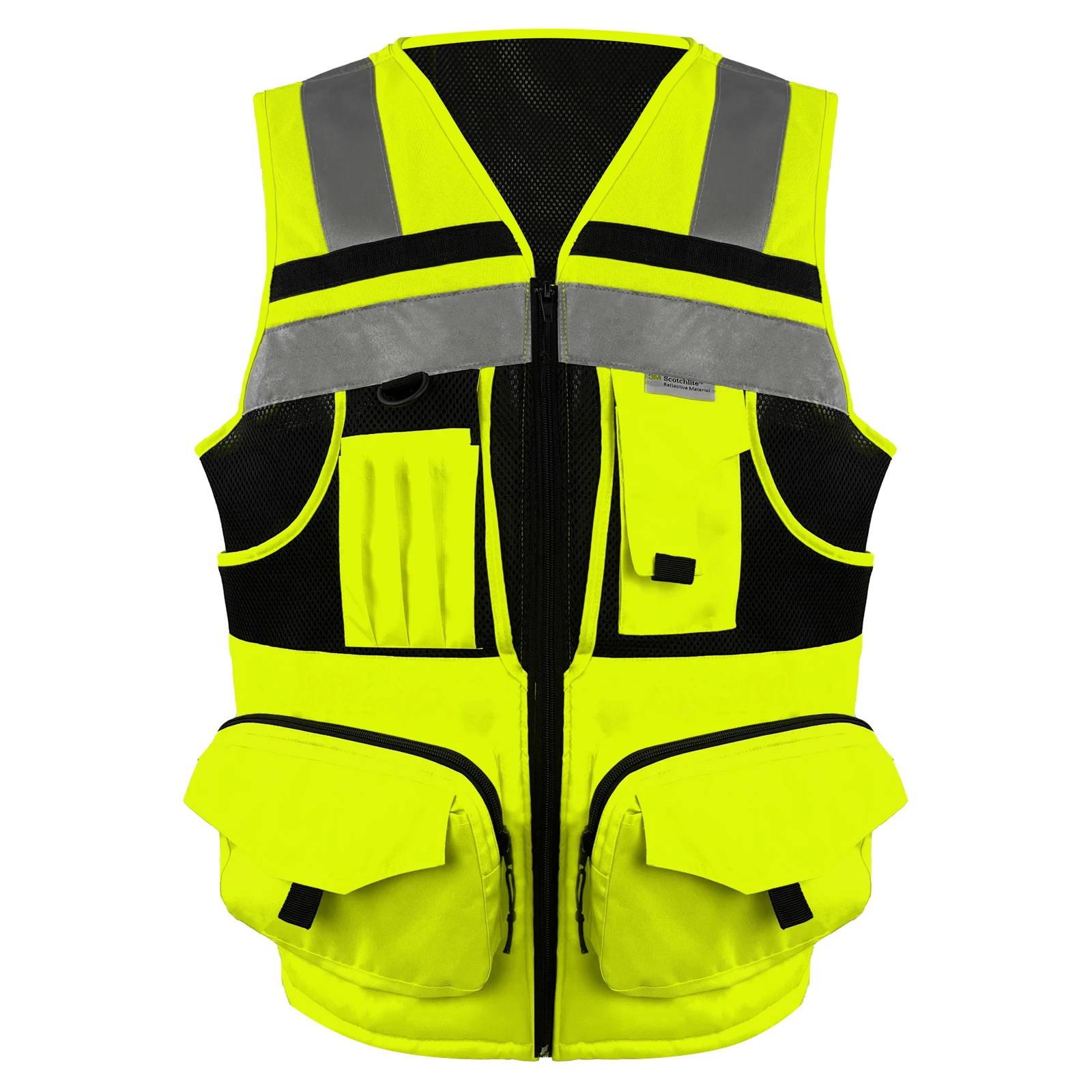 Hot Selling 3M Reflective Strip Construction Safety Vest Waterproof Oxford  Fabric Breathable Mesh Multi Pockets 3M Safety Vest