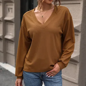 Women's Sustainable Clothing Casual V-Neck Tops  Autumn/Winter Styles Everyday Sustainable Fashion