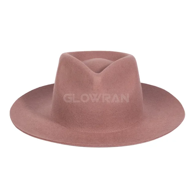 Wholesale Wide Brim Australia Wool Felt Pink Blank Fedora Hats In Stock