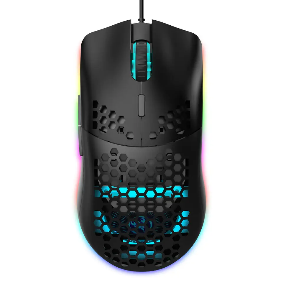 HXSJ Programmable Rgb Backlight Mode Ergonomic J900 Wired Gaming Mouse 6 Keys Hole Design for Desktop Computer Factory