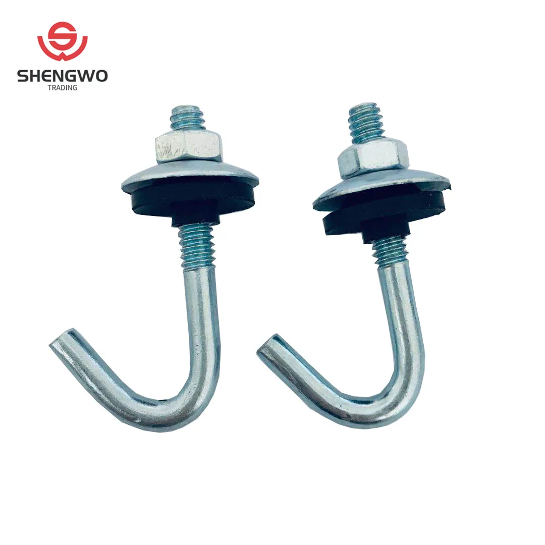 ZINC  J BOLT/U BOLT/ ROOFING BOLT   WITH HEX NUT