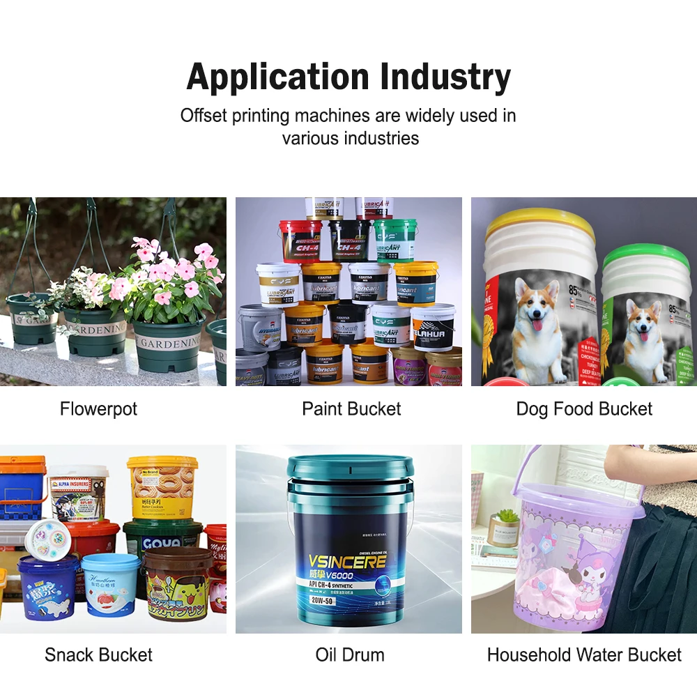 APM-6350 Pail Printer Automatic Offset Printing Machine  Cylindrical Plastic Bucket Dry Offset Printing Machine