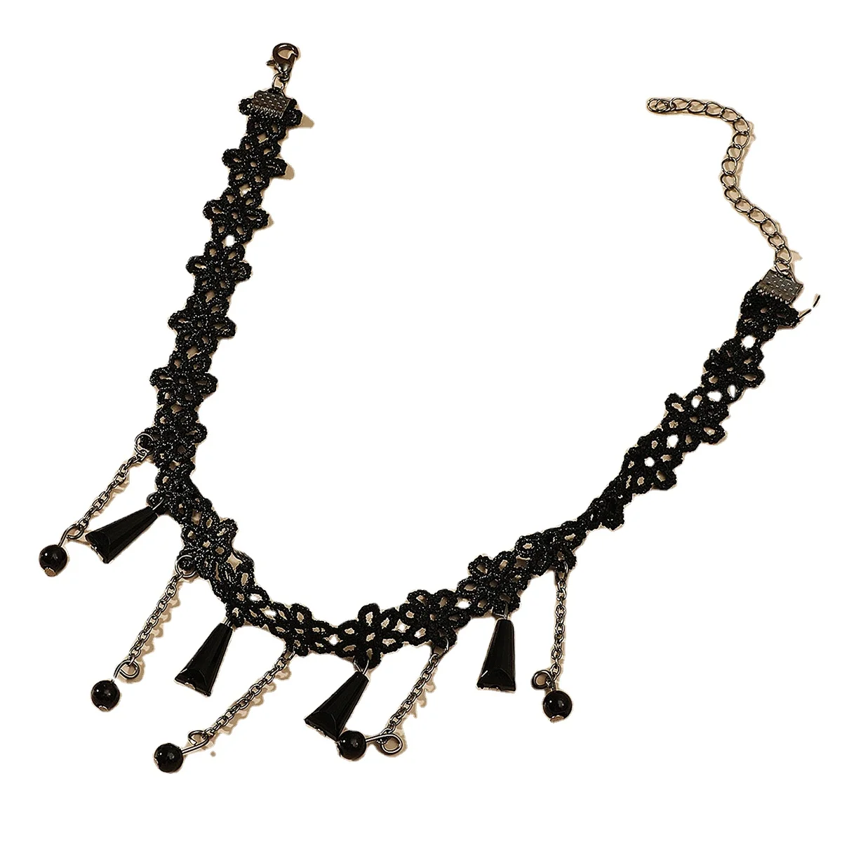 Gothic Victorian Crystal Tassel Tattoo Choker Necklace For Women