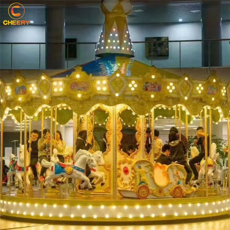 Commercial Entertainment Equipment Fiberglass Merry Go Around Kids Electric Merry Go Round Carousel