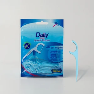 Daily Care Bulk Sell Logo Customization Waxed Mint Flavor Dental Floss with Toothpick End for Oral Cleaning