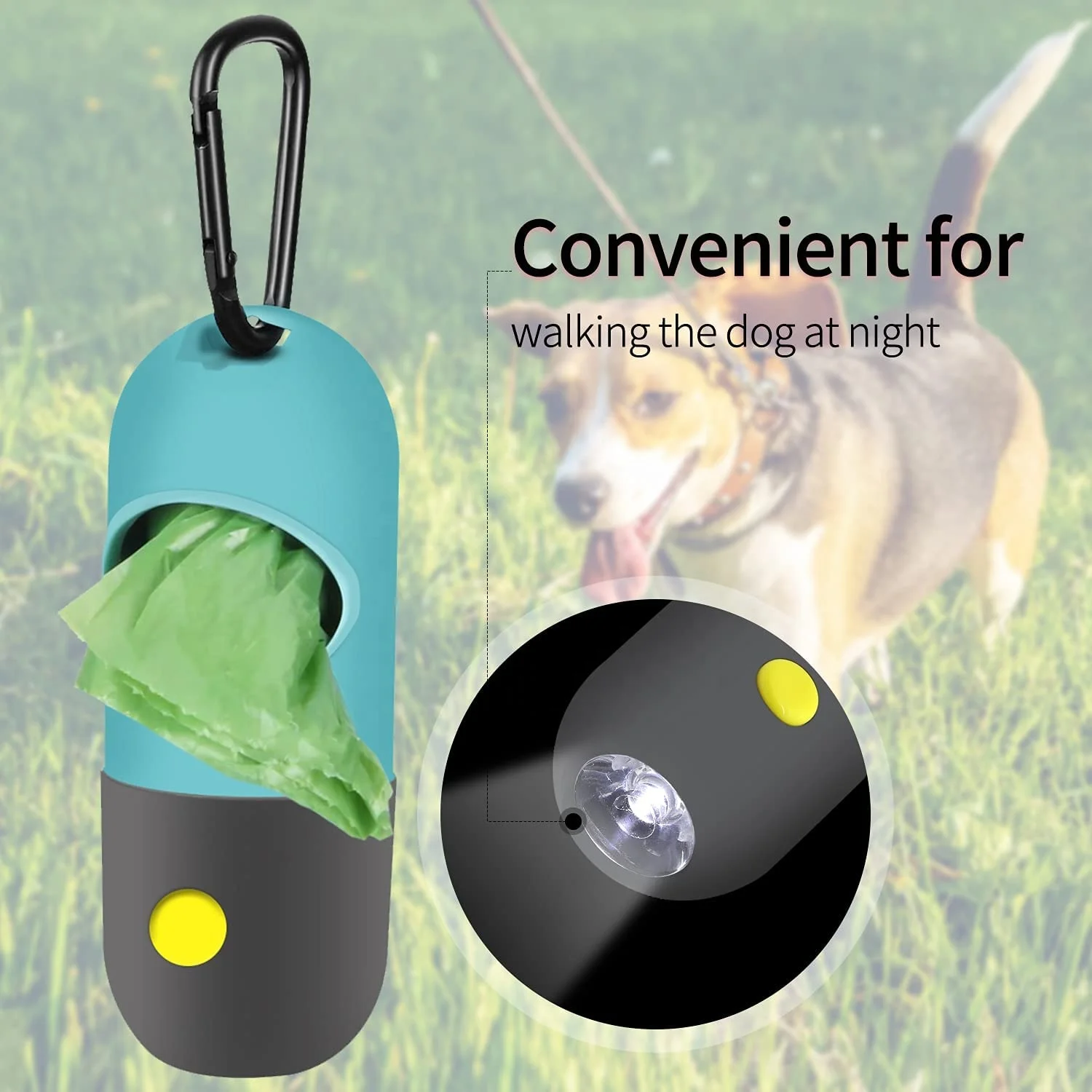 LED Flashlight Dog Poop Bag Dispenser Sustainable Convenient
