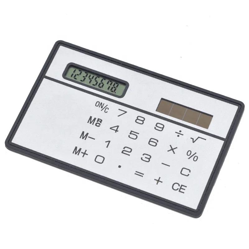 Mini Slim Credit Card Solar Power Pocket Calculators 