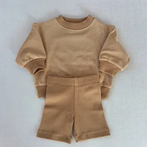 Spring Girls Clothing Set New Fashion Sweatshirt Cycling Pants Suit Nordic Style Baby Top Shorts Two-piece Suit Clothes for Kids