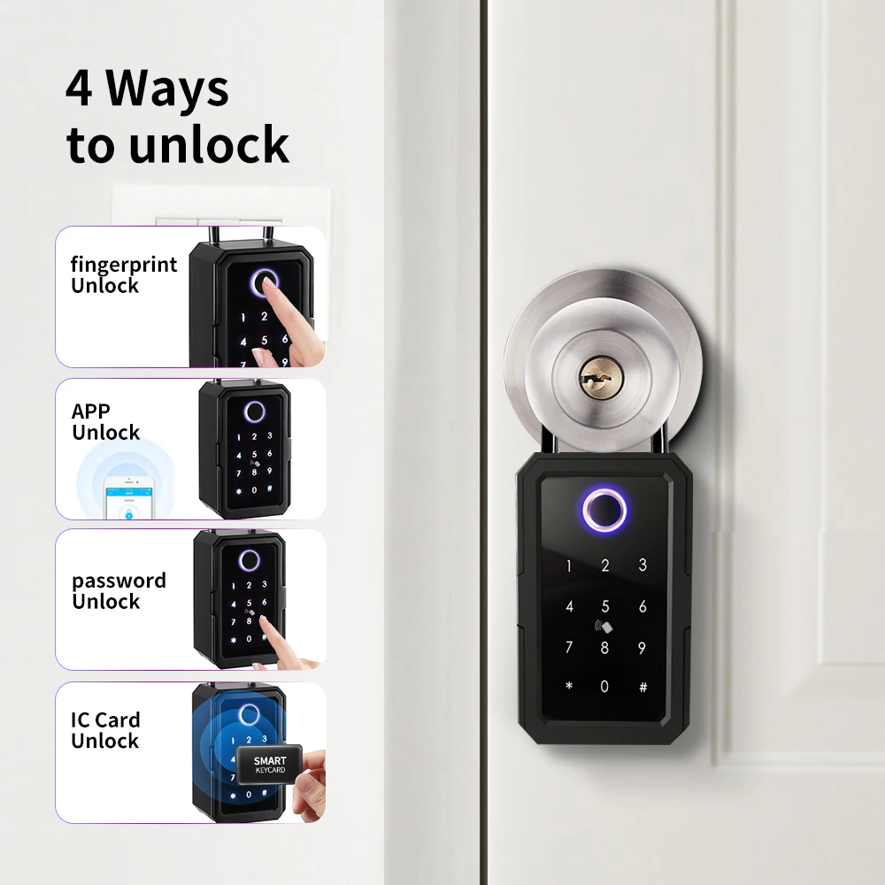 Smartek New Arrival Waterproof Smart Key Box for Key Storage App Fingerprint Code Combination Key Holder