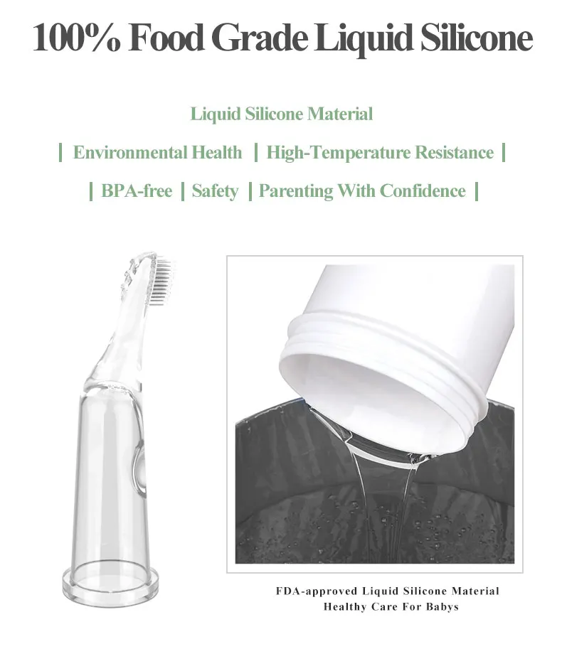 BPA Free Soft Liquid Silicone Tongue Cleaner Finger Tongue Scraper for Baby