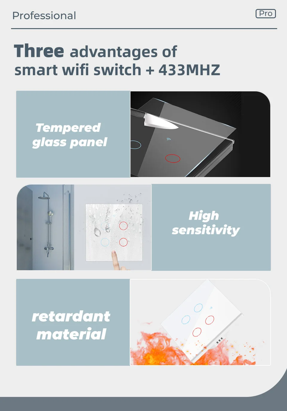 EU Standard Tuya/Smart Life Wifi Smart Light Switch Touch Panel Glass Control Wireless Wall work with Alexa Echo Google Home