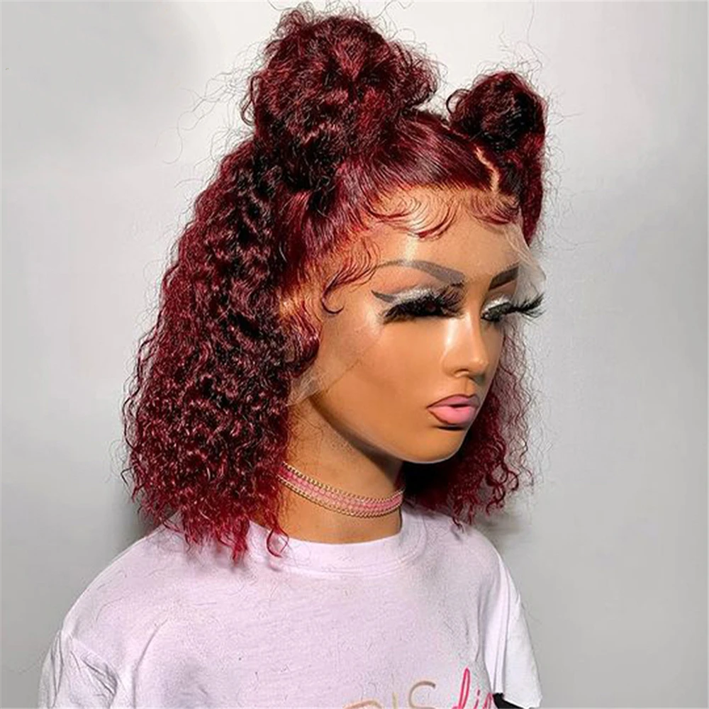 pink curly bob wig