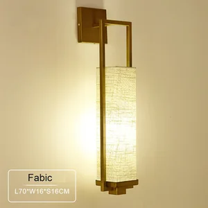 Farmhouse Gold Asia Style Decor Wall Bracket Light Fixtures With Fabric Shade E27 Wall Lamps for Bedroom Living Room Hallway