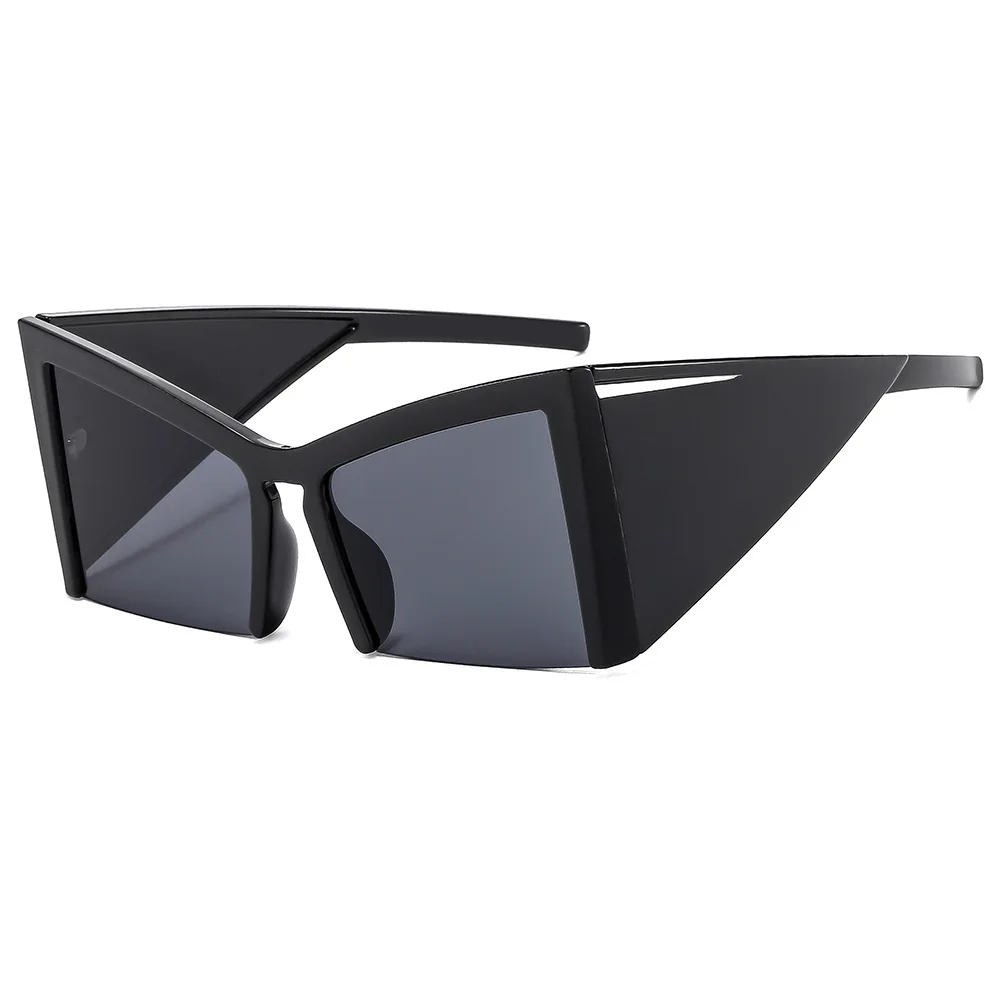 ADE WU STY12135 Half Frame Punk Shield Oversized Sunglasses Big