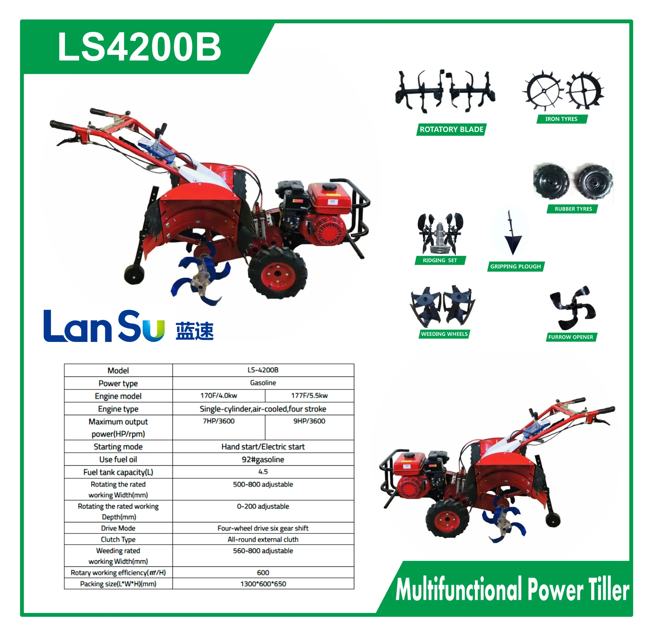 Power Tiller 12 HP Diesel Walking Tractor 2WD Gearbox High Productivity