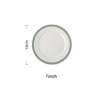 Ceramic green double-line dish restaurant fried rice fashion dish steak pastry plate