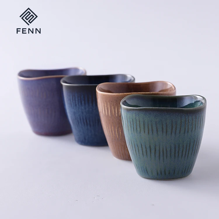 product fenn high  end product reactive effect irregular rimmed ceramic cup glazed coffee mug fyxw001 qrb001 180-58