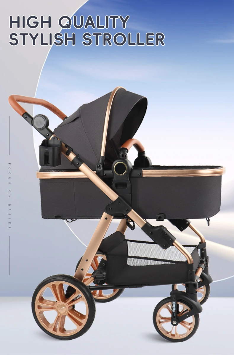 3-in-1 Baby Stroller Folding Infant Newborn Pram Stroller with Reversible Seat - Toddler Strollers for 0-36 Months
