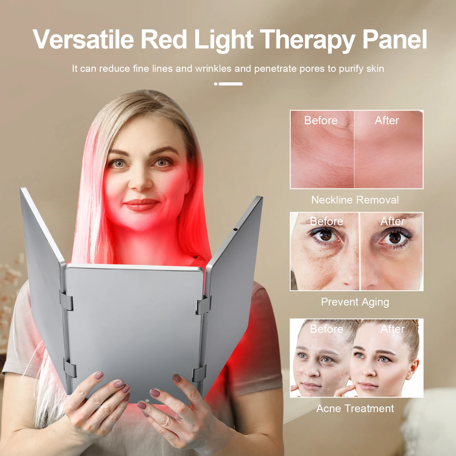 Kinreen New 660nm 850nm Red Infrared Light Therapy Panel Skin Beauty ...