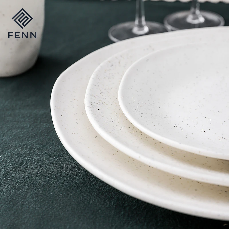 product fenn western style restaurant plates splash ink round porcelain plates wholesale matt dinner dessert plate ceramic dishes set-57