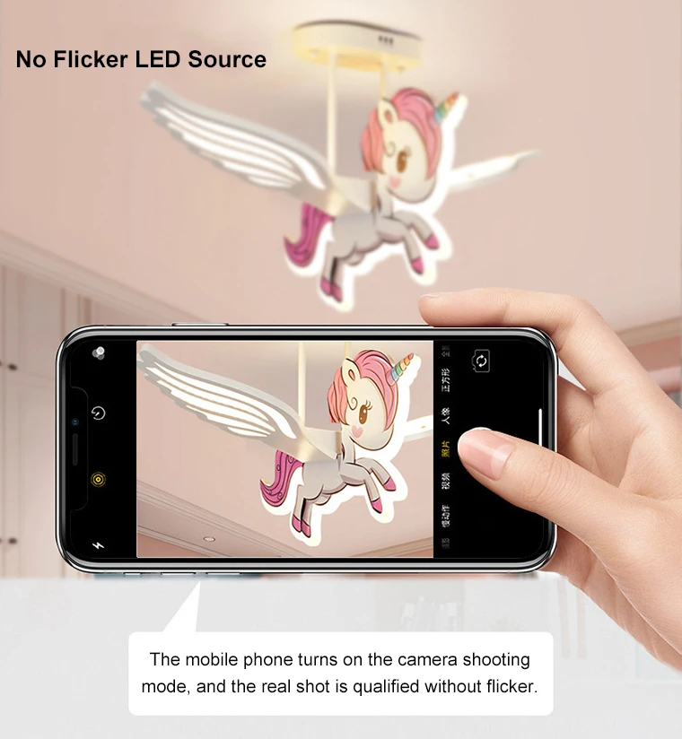 YOUWIN Cute Kid Children Room Remote Control Home Decoration Dimmable Indoor Unicorn Shape Ceiling Light