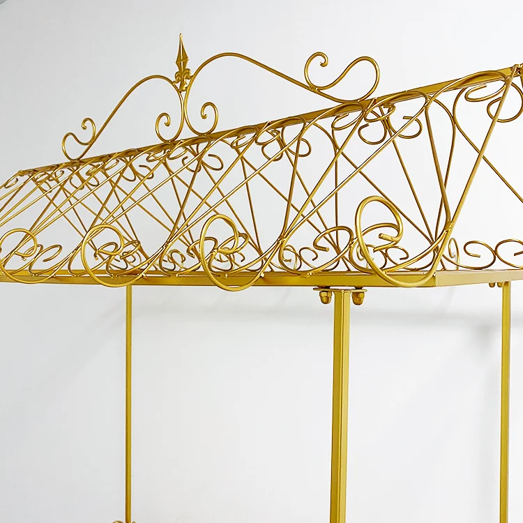 Customized Collapsible Metal Candy Cart Flower Candy Carts With Wheels for Wedding Christmas Decoration Dessert Candy bar Cart