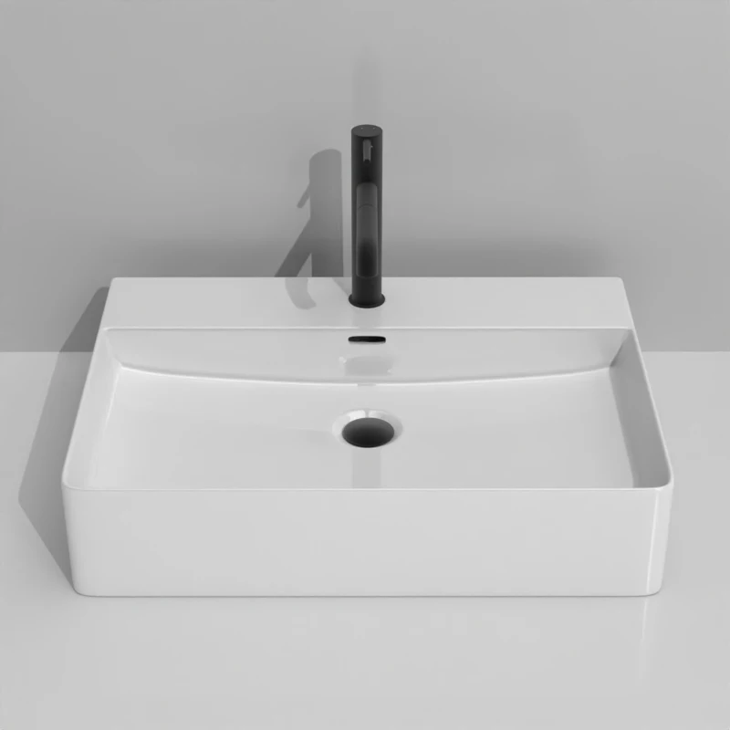 Modern Home White Rectangular Ceramic Bathroom Sink Hand Wash Basin