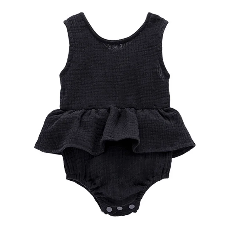 Новейшая одежда для маленьких девочек, оптовая продажа, детский льняной комбинезон без рукавов