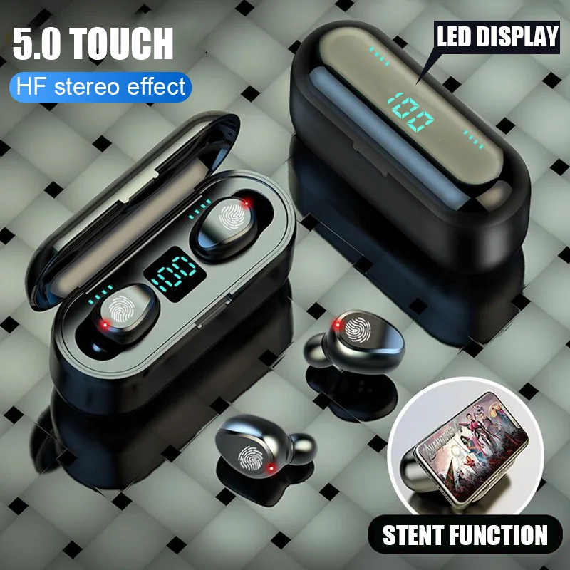 2021 New F9 F9-5 Wireless TWS BT 5.0 Earphone LED Power Display Audifonos Headphone Headset In-ear HIFI Earbuds - ANKUX.COM