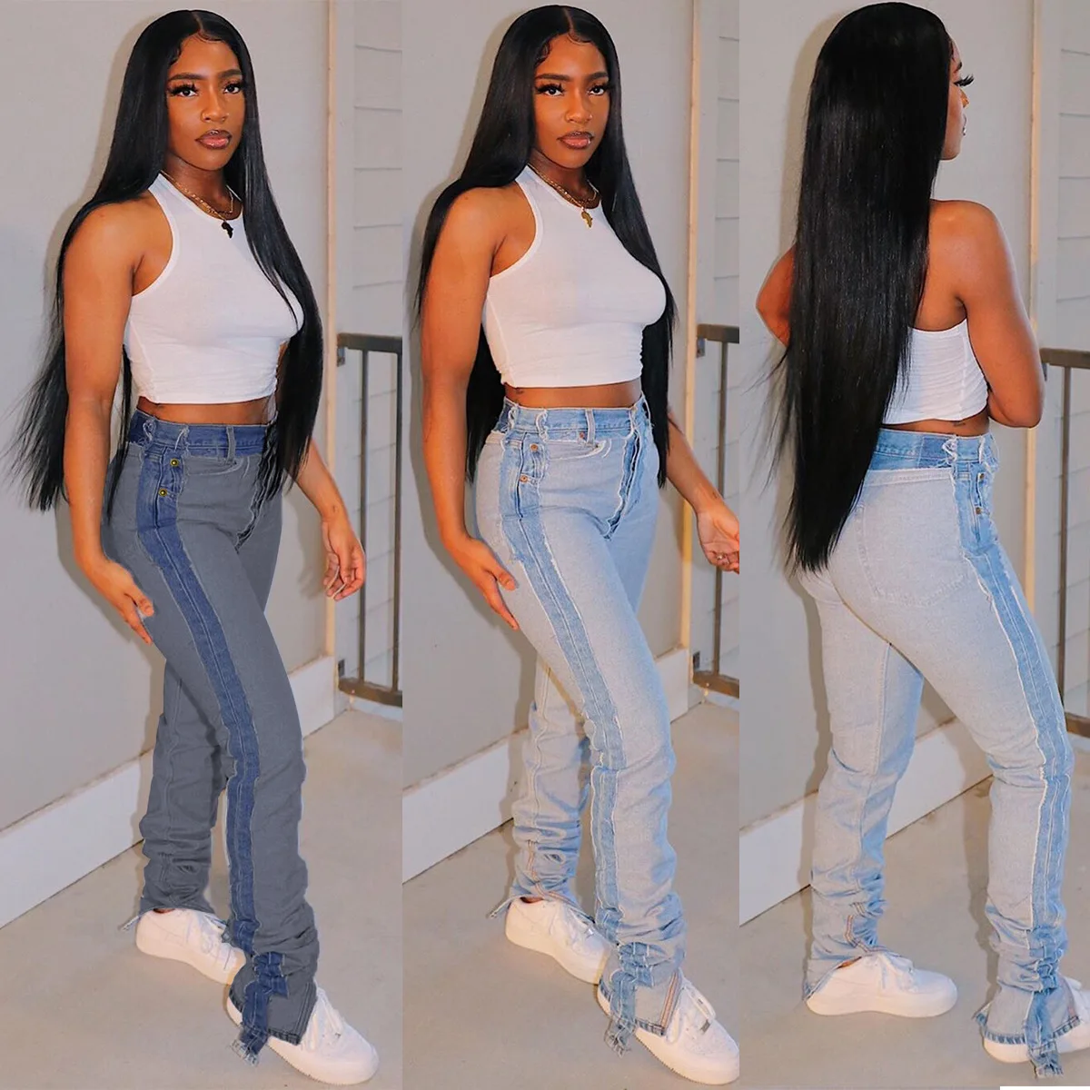 Nueva Venta Al Por Mayor De Moda De Denim Jeans Femenino Pantalones - Buy  Woman Pants Jeans,Jeans Denim Pants,Fashion Denim Pants Product on  Alibaba.com