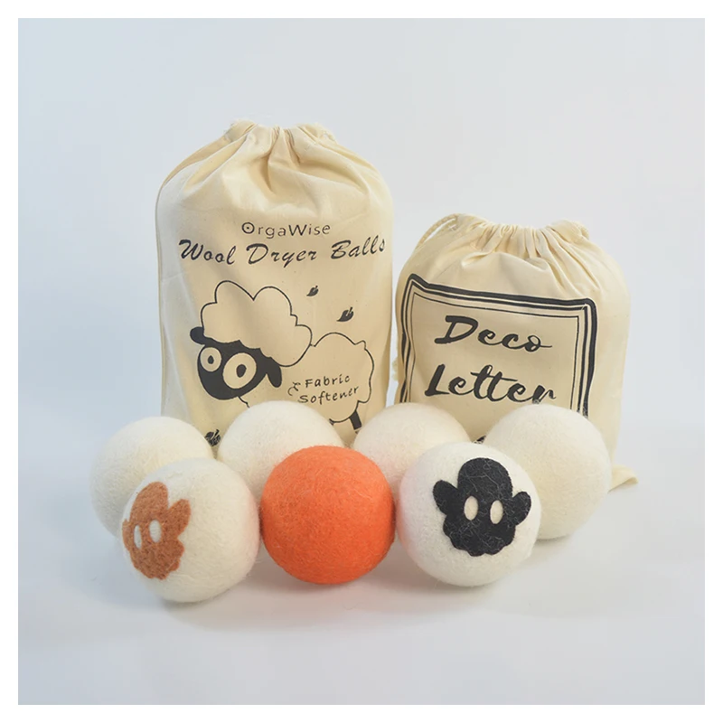 Оптовая продажа шерстяных сушильных шариков 7 см 6 шариков с простым хлопковым мешком ручная работа 100% Органическая шерсть